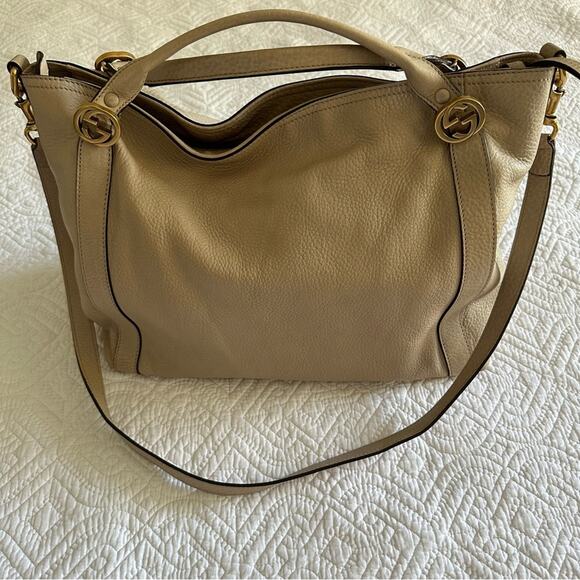 Gucci Miss GG Convertible Tote Leather Medium Neutral Zip Top Closure Large Bag - Picture 6 of 16